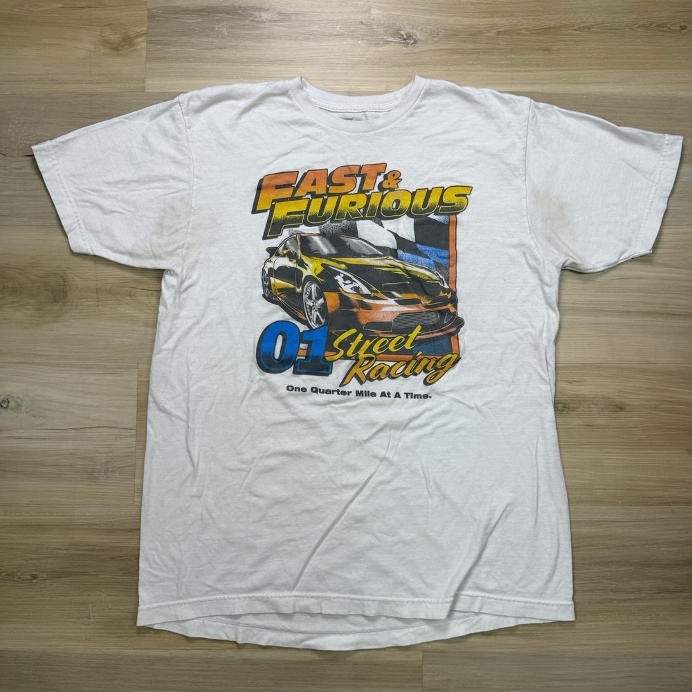 Fast & Furious Street Racing White Short Sleeve Men's Graphic T-Shirt Size L